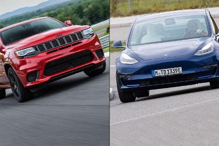 11/2020, Jeep Grand Cherokee Trackhawk und Tesla Model 3 CO2-Pooling