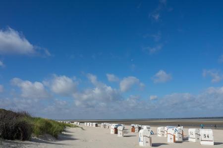 Spiekeroog hat einen fünfzehn Kilometer langen Stand und ist mitten im UNESCO-Weltnaturerbe Wattenmeer. Autos sind auf der r...