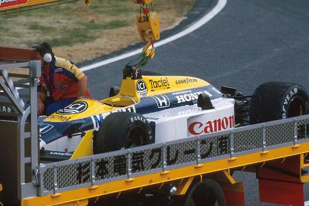 Nach sechs Siegen musste Mansell in Suzuka die Saison verletzungsbedingt aufgeben.