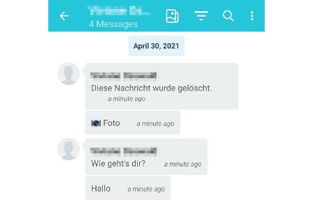 Notification History Log zeigt die Whatsapp-Nachrichten an, obwohl sie vom Absender gelöscht wurden.