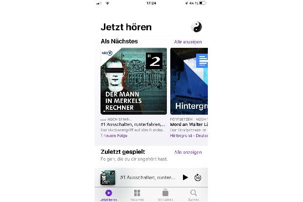 Die aktuellen Folgen sowie die zuletzt angehörten Episoden finden sich in der Abteilung „Jetzt hören“.