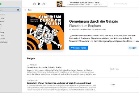 Möchte man einen Podcast abspielen, ohne ihm zu folgen, klickt man ihn an oder tippt auf dem iPhone kurz auf das Symbolbild.