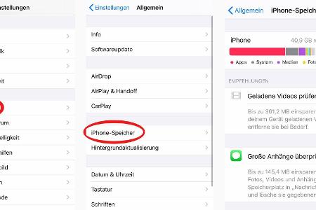 Die Speicherdetails Ihres iPhones finden Sie ein paar Ebenen tiefer in den Einstellungen.