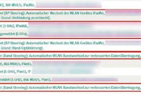 Welche WLAN-Geräte eine Fritzbox per Band- und AP-Steering umleitet, hält der Router im Ereignisprotokoll fest.