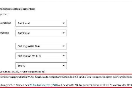 In einer Fritzbox aktivieren Sie mit einer Einstellung die Funktionen Band- und Access-Point-Steering.