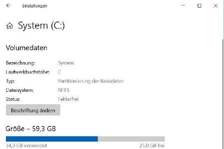 Die Datenträgerverwaltung als Teil der Einstellungen-App