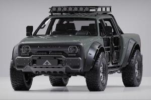 Elektrischer Crew-Cab-Pick-up mit Preisschild