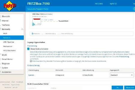 Unter „Heimnetz –› Netzwerk –› Netzwerkverbindungen“ lassen sich in den Einstellungen der Geräte Priorisierungen für den Int...