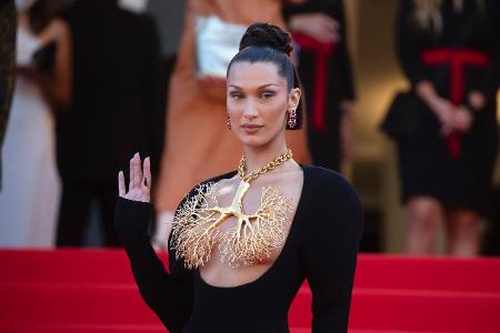 July 11, 2021, Bella Hadid attends the premiere of Tre Piani...