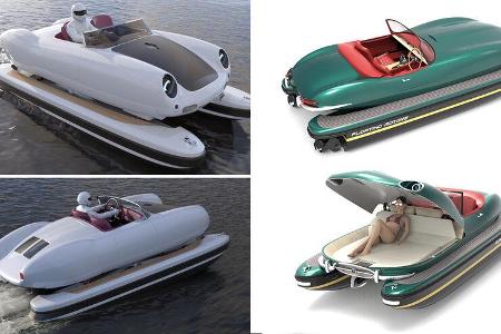 Floating Motors Oldtimer Klassiker Boot Katamaran Render