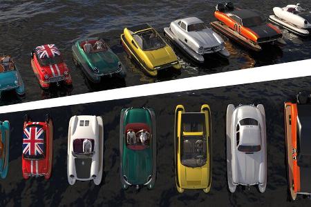 Floating Motors Oldtimer Klassiker Boot Katamaran Render