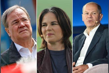 Armin Laschet, Annalena Baerbock und Olaf Scholz bewerben sich um das wichtigste politische Amt in Deutschland.