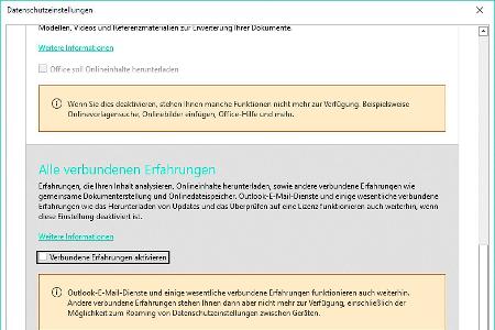 Über das Trust Center der Office-Programme können Sie den Zugriff auf Cloudfunktionen wie die Übersetzung, die Handschriften...
