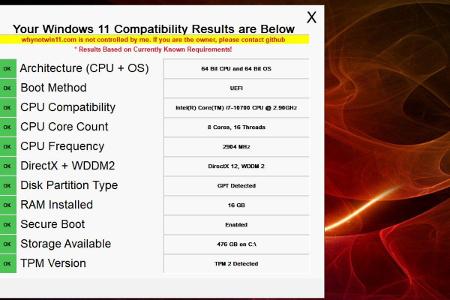 Das Tool WhyNotWin11 prüft, ob der Rechner zu Windows 11 kompatibel ist