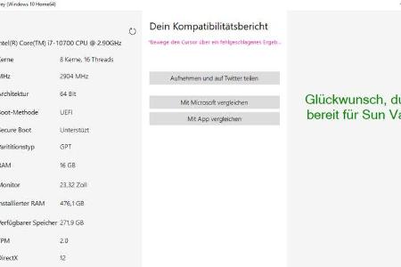 Das Tool ReadySunValley gibt Auskunft, ob der PC fit für Windows 11 ist