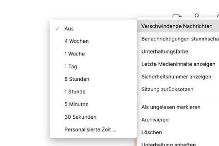 Signal auf dem Desktop: Verschwindende Nachrichten auswählen.