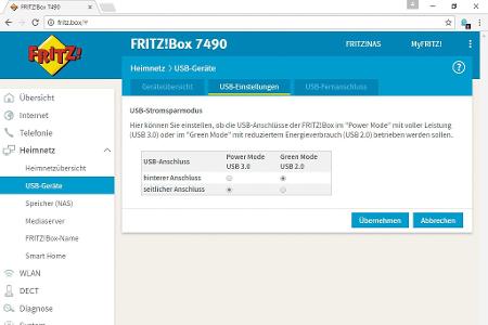 Bei den aktuellen Fritzbox-Modellen kann beim USB-Modus zwischen der schnellen Version 3.0 und der stromsparenden Version 2....