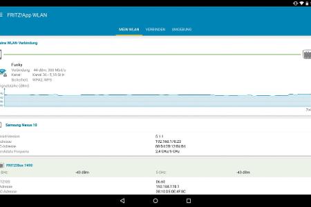 Fritzapp WLAN liefert unter „MEIN WLAN“ eine Übersicht über die Hardware und die Software des Routers und des Netzwerkgerätes.