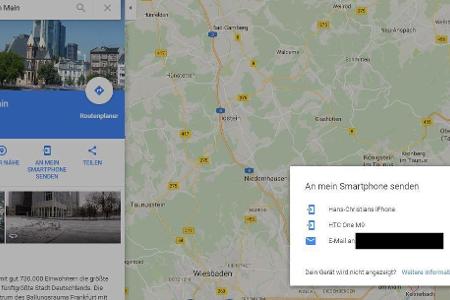 Die Route vom PC an das Smartphone senden.