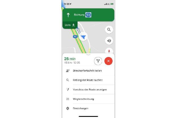 Google Maps stellt über das Menü am unteren Bildschirmrand unterschiedliche Möglichkeiten zur Verfügung.