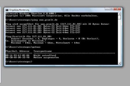 Mit dem Kommandozeilen-Befehl Getmac lässt sich die Mac Adresse des PCs ermitteln.