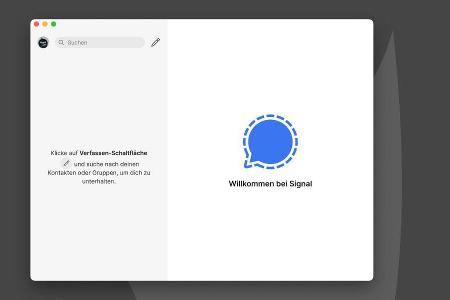 Der Signal-Desktop präsentiert sich nach der Installation noch völlig nackt, bisherigen Chatsverläufe wurden nicht mit übern...