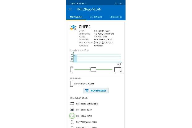 Mit der Gratis-App von AVM zeigen und bewerten Sie Geräte im WLAN-Mesh.