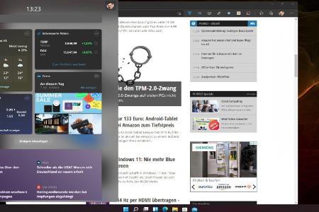 Mit Windows-Taste + W öffnet sich der neue Widget-Bereich