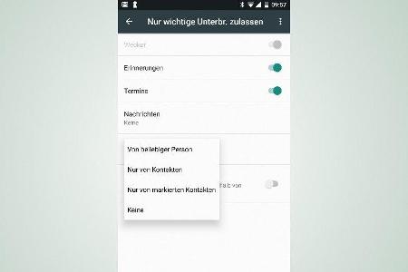 Kontakte, die auch während des Ruhemodus stören dürfen, lassen sich in den Einstellungen festlegen.