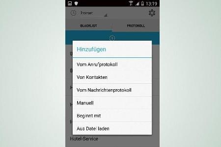 Nummern hinzufügen, von denen keine Anrufe oder Nachrichten geblockt werden sollen.