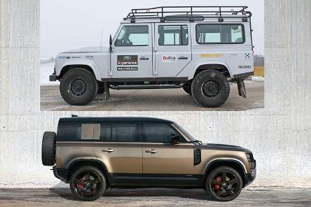 Land Rover Defender Generationen-Vergleich alt gegen neu Land Rover Defender Generationen-Vergleich alt gegen neu
