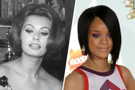 Schauspielerin Sophia Loren (li.) setzte auf Volumen, Sängerin Rihanna auf gerade Linien: So hat sich der Bob-Haarschnitt im...