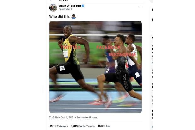 Sprint-Star Usain Bolt machte sich ebenfalls auf Twitter darüber lustig, wie die Plattform die Konkurrenz abhängte.