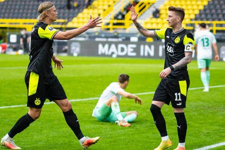 Am 29. Bundesliga-Spieltag siegte Borussia Dortmund gegen Werder Bremen deutlich mit 4:1 (3:1). Furiose neun Minuten reichte... Am 29. Bundesliga-Spieltag siegte Borussia Dortmund gegen Werder Bremen deutlich mit 4:1 (3:1). Furiose neun Minuten reichte...