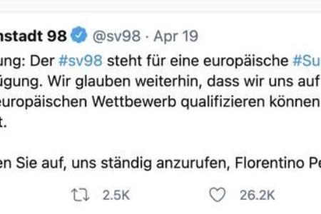 Humorvoll zeigte sich der Zweitligaclub Darmstadt 98: Man erklärte auf Twitter, für die European Super League nicht zur Verf...