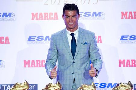 '08, '11, '14, '15: Cristiano Ronaldo (ManUnited/Real Madrid) - 31/40/31/48 Tore