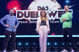 "Das Duell um die Welt - Team Joko gegen Team Klaas": Klaas Heufer-Umlauf; Jeannine Michaelsen und Joko Winterscheidt.