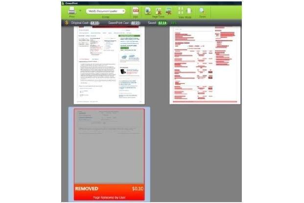 GreenPrint - Sparen Sie Tinte und Toner. Das Tool sucht im Dokument nach Seiten, die es nicht lohnt, auszudrucken.
