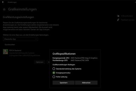 Windows 10 bietet die Möglichkeit, manuell jedem einzelnen Programm die gewünschte GPU zuzuweisen.