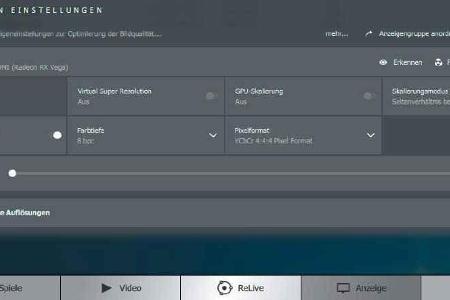 Im AMD-Treiber stehen unter „Anzeige“ die Optionen zur Skalierung von Inhalten bereit.