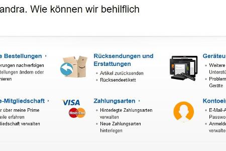 Nützliche Service-Links von Amazon