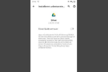 Die Installation von Apps, die nicht aus dem Google Play Store stammen ist in Android generell untersagt. Bei vertrauenswürd...