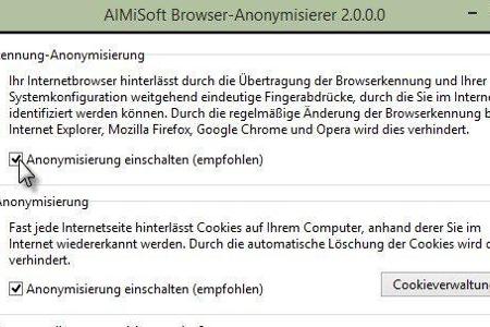 Der Browser-Anonymisierer von AIMiSoft versteckt Spuren, die Ihr Browser beim Betreten von Internetseiten hinterlässt.