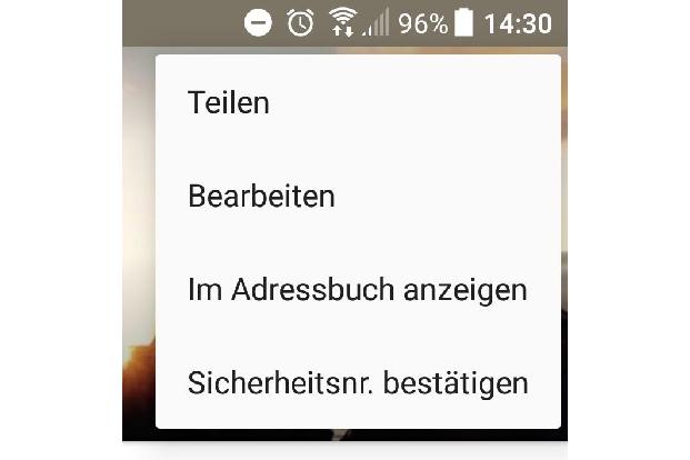 das Menü in Whatsapp.