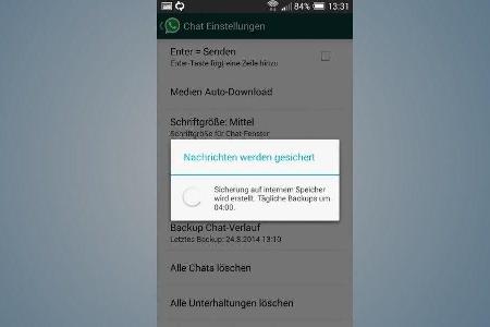 Um Whatsapp-Chatverläufe auf ein anderes Smartphone zu übertragen, müssen diese zuerst auf dem alten Gerät gesichert werden.