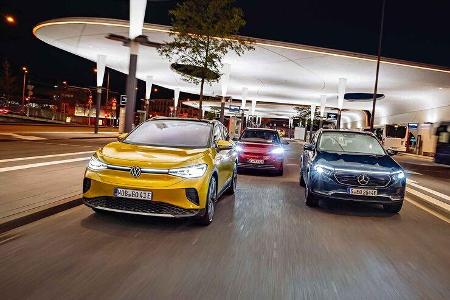 Hyundai Kona Elektro, Mercedes EQA, VW ID.4 Hyundai Kona Elektro, Mercedes EQA, VW ID.4