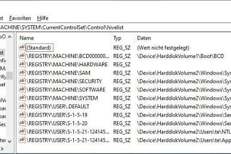 Welche Dateien Windows als Registrierungsdatenbank lädt, kann über „Hkey_Local_Machine\System\CurrentControlSet\Control\hive...