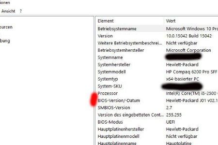 MSINFO32.exe gibt Auskunft über die aktuell verwendete BIOS-Version.