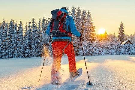 Mit den Schneeschuhen durch die Natur wandern - im Winter eine beliebte Beschäftigung.