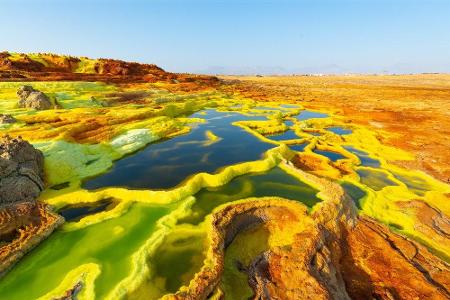 35 Grad Celsius beträgt in Dallol nicht die Höchsttemperatur, sondern der Jahresdurchschnitt! Auch nachts sinkt die Temperat...